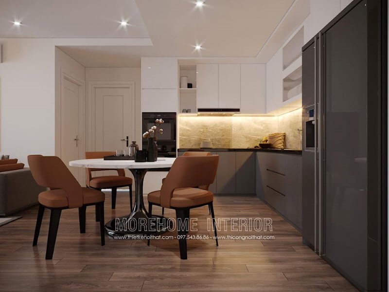 Thiết kế phòng bếp hiện đại sang trọng cho căn hộ chung cư thiết kế nội thất chung cư