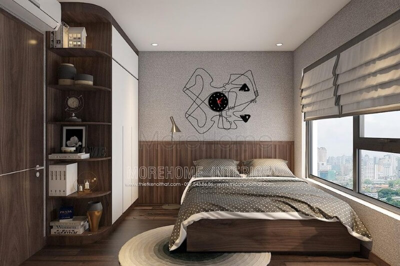 Gỗ lát sàn giúp phòng ngủ luôn mát về mùa hè mà lại không quá lạnh về mùa đông. thiết kế nội thất chung cư