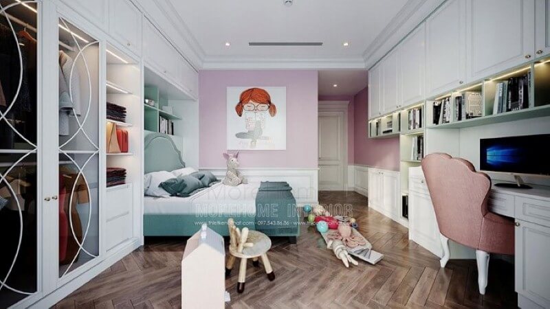 Tranh canvas trang trí tường đẹp, đáng yêu cho phòng ngủ bé gái. Thiết kế phòng ngủ nhà phố