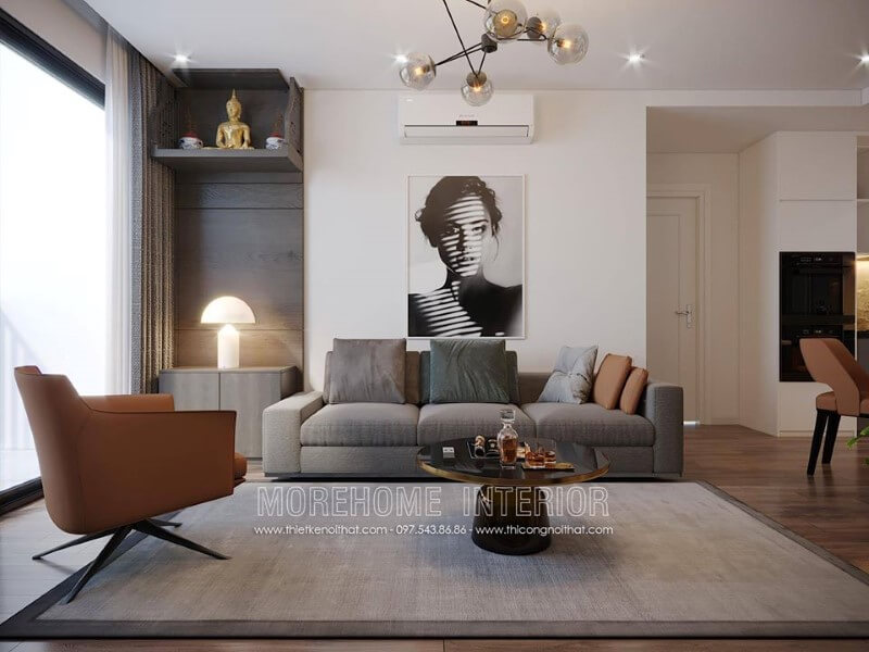 Trang trí phòng khách chung cư với sofa màu xám đẹp Mẫu nội thất chung cư đẹp