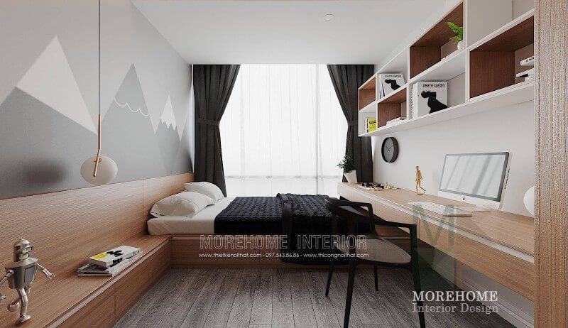 Thiết kế nội thất phòng ngủ phụ chung cư hiện đại