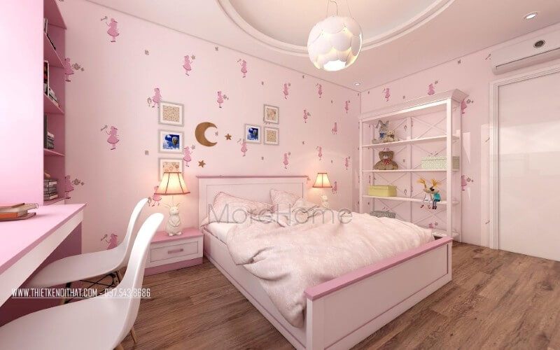 Gợi ý mẫu giường ngủ 1 người chất liệu gỗ An Cường nhẹ nhàng cho phòng ngủ của bé gái